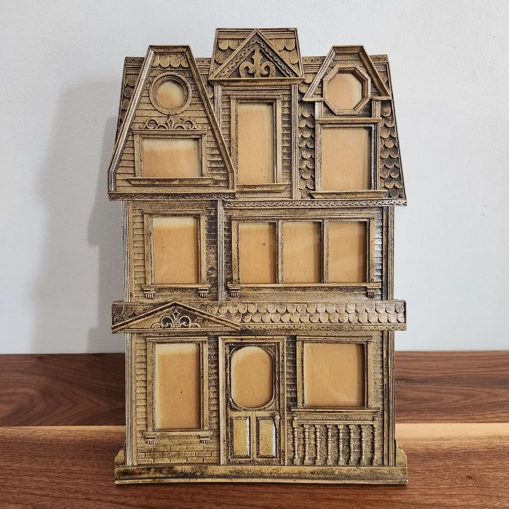 Vintage Syroco Style Victorian Gothic Haunted House Shaped Picture Frame Plastic